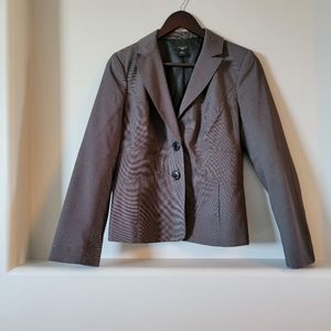 Ann Taylor fitted lined blazer. Fine brown pattern. 6P